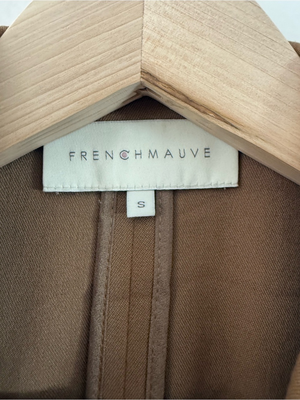 French Mauve Camel Long Sleeveless Duster Trench Vest Jacket Size S - Picture 2 of 7